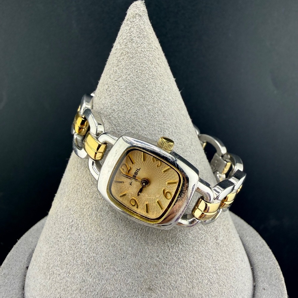Vintage Fossil F2 Watch Silver Gold Two Tone Bracelet ES-1736 6in